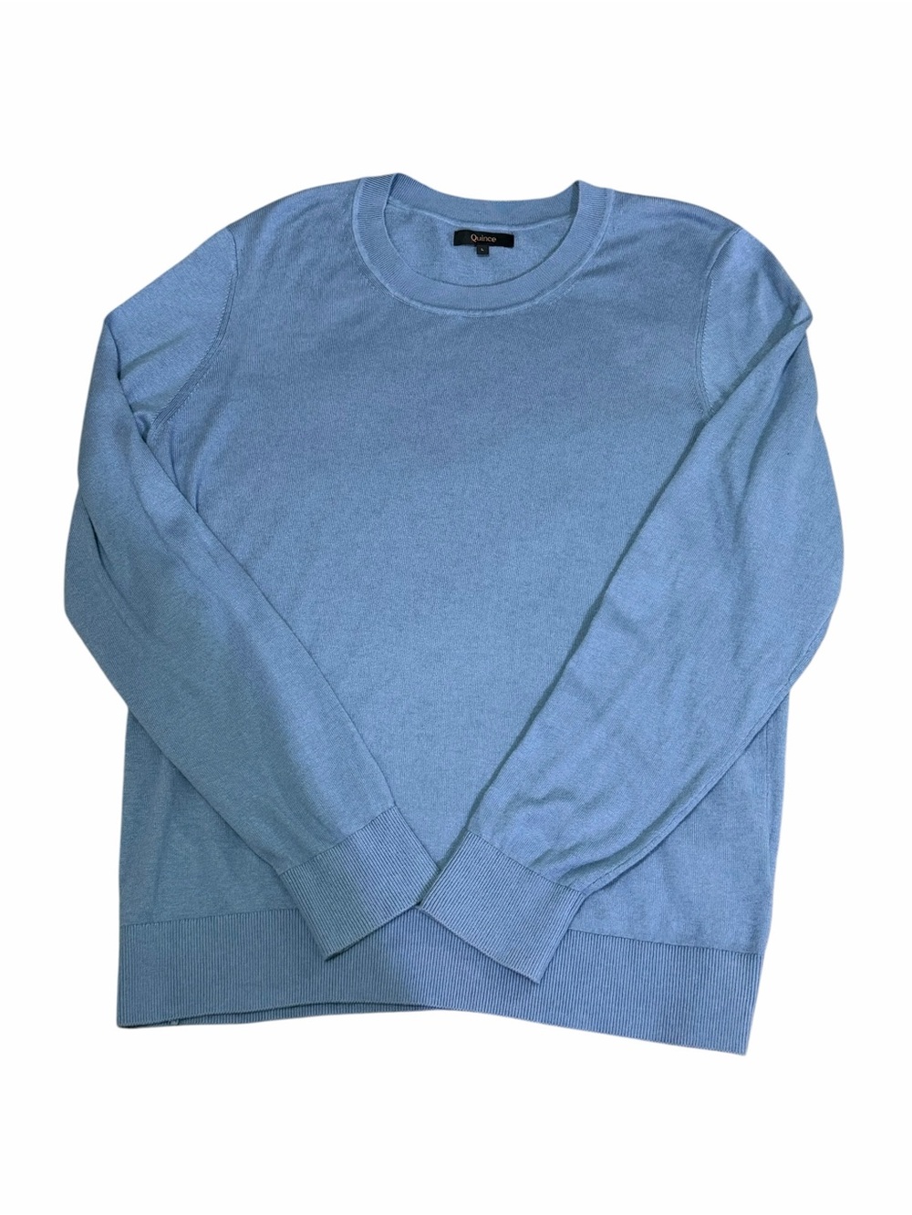 Quince Light Blue Crewneck Knit Pullover Sweater Size L Capsule